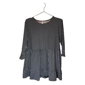 MTS Babydoll Tunic Shirt Dress - Black and White Stripes